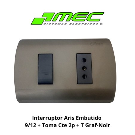 INTERRUPTOR ARIS EMBUTIDO 9/12 + TOMA CTE 2P + T G