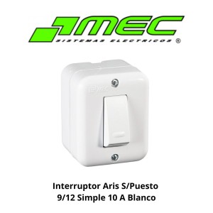 INTERRUPTOR ARIS S/PUESTO 9/12 SIMPLE 10 A BLANCO