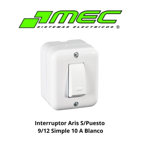 INTERRUPTOR ARIS S/PUESTO 9/12 SIMPLE 10 A BLANCO