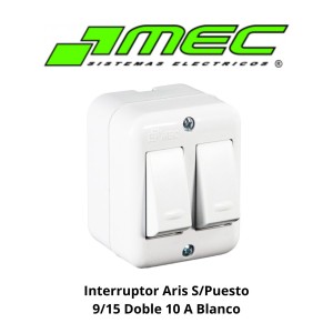 INTERRUPTOR ARIS S/PUESTO 9/15 DOBLE 10 A BLANCO