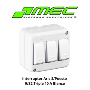 INTERRUPTOR ARIS S/PUESTO 9/32 TRIPLE 10 A BLANCO
