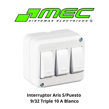 INTERRUPTOR ARIS S/PUESTO 9/32 TRIPLE 10 A BLANCO