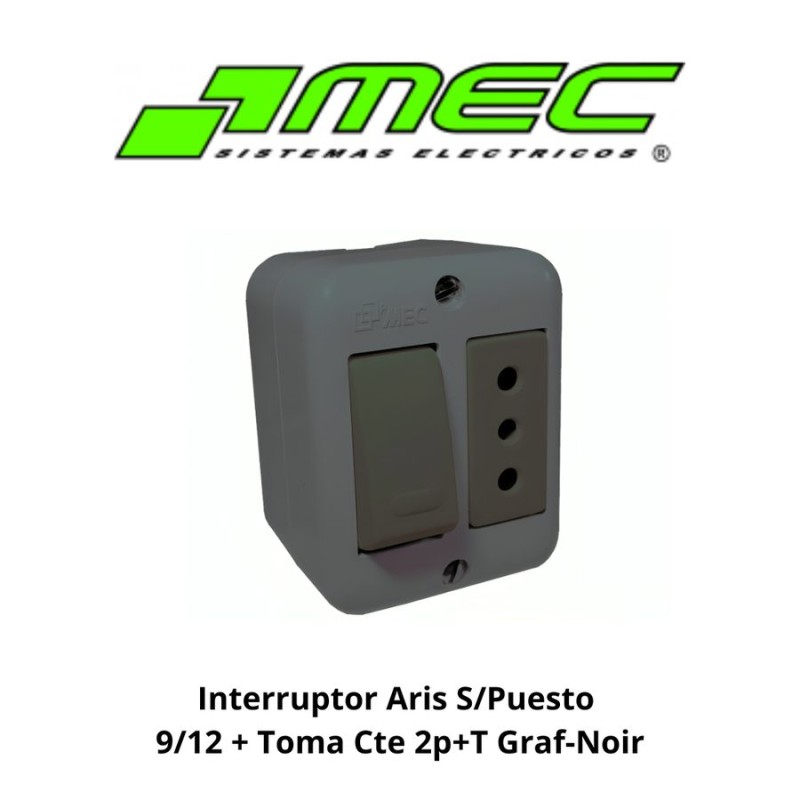 INTERRUPTOR ARIS S/PUESTO 9/12 + TOMA CTE 2P+T GRA