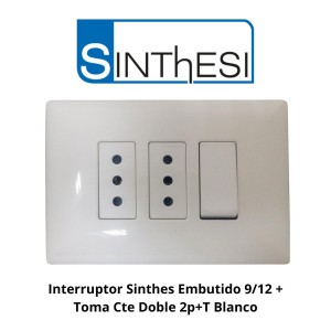INTERRUPTOR SINTHES EMBUTIDO 9/12 + TOMA CTE DOBLE