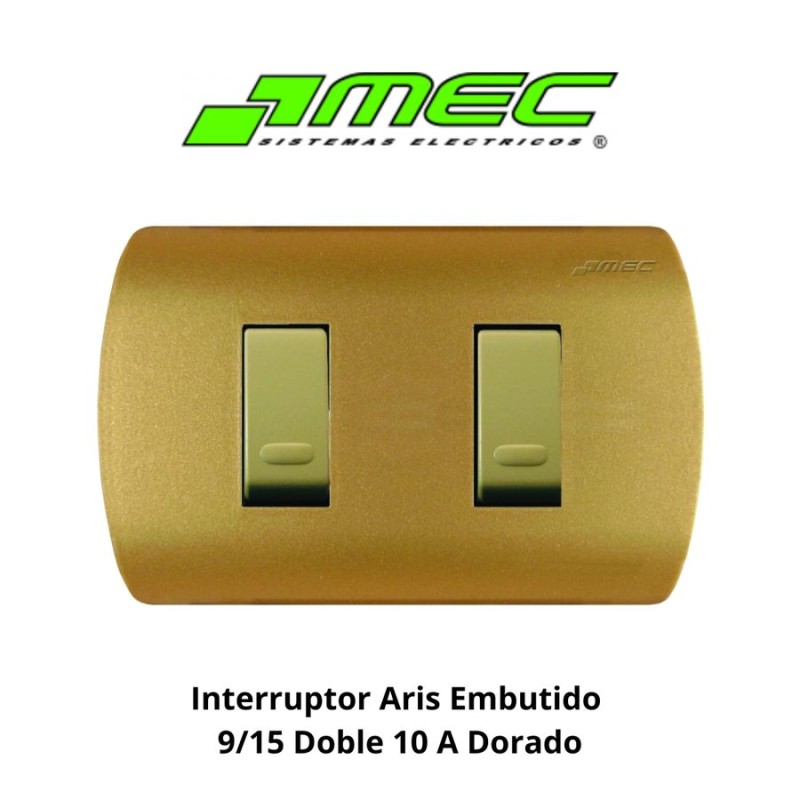 INTERRUPTOR ARIS EMBUTIDO 9/15 DOBLE 10 A DORADO