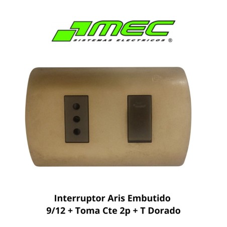 INTERRUPTOR ARIS EMBUTIDO 9/12 + TOMA CTE 2P + T D