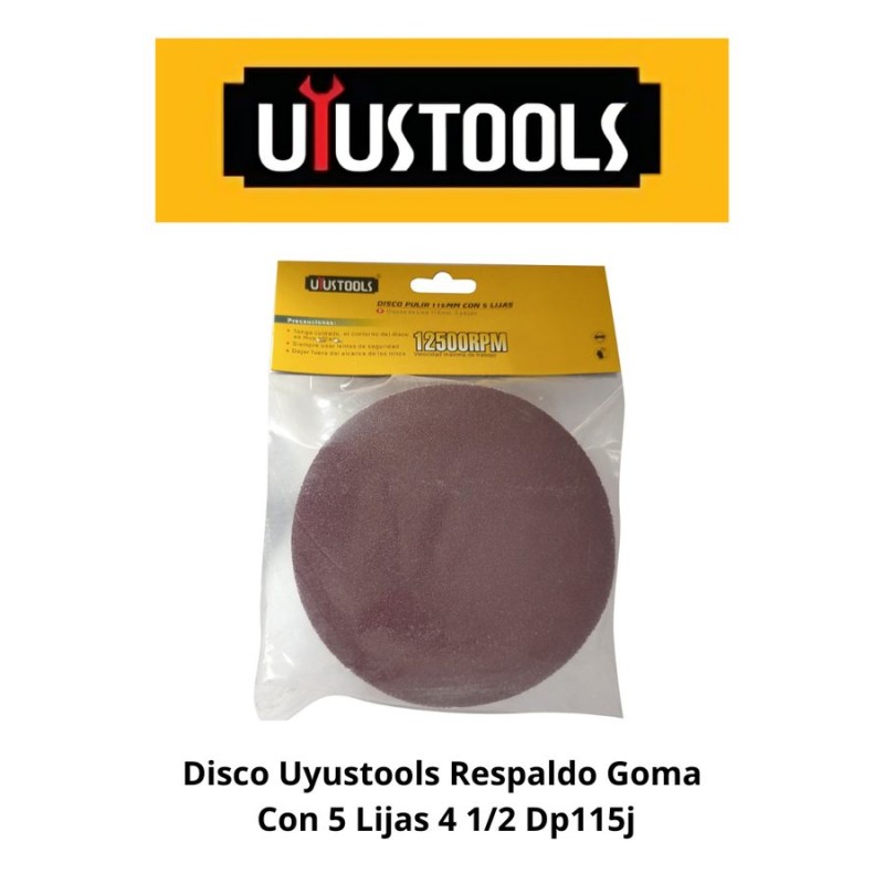 DISCO UYUSTOOLS RESPALDO GOMA CON 5 LIJAS 4 1/2
