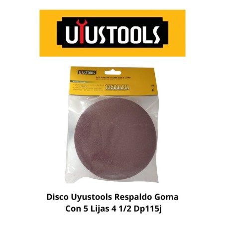 DISCO UYUSTOOLS RESPALDO GOMA CON 5 LIJAS 4 1/2