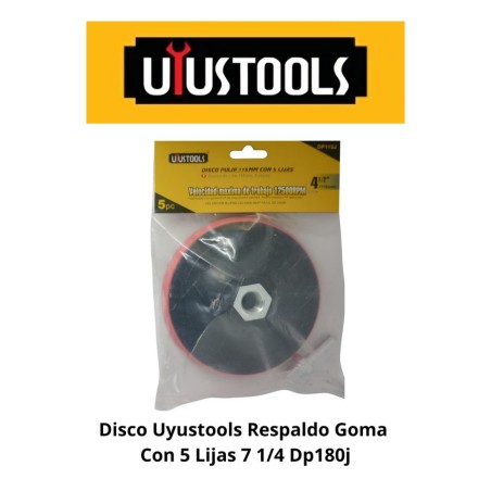 DISCO UYUSTOOLS RESPALDO GOMA CON 5 LIJAS 7"180 MM