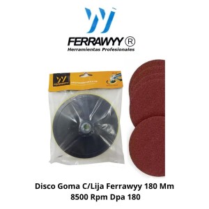 DISCO GOMA C/LIJA FERRAWYY 180 MM 8500 RPM DPA 180