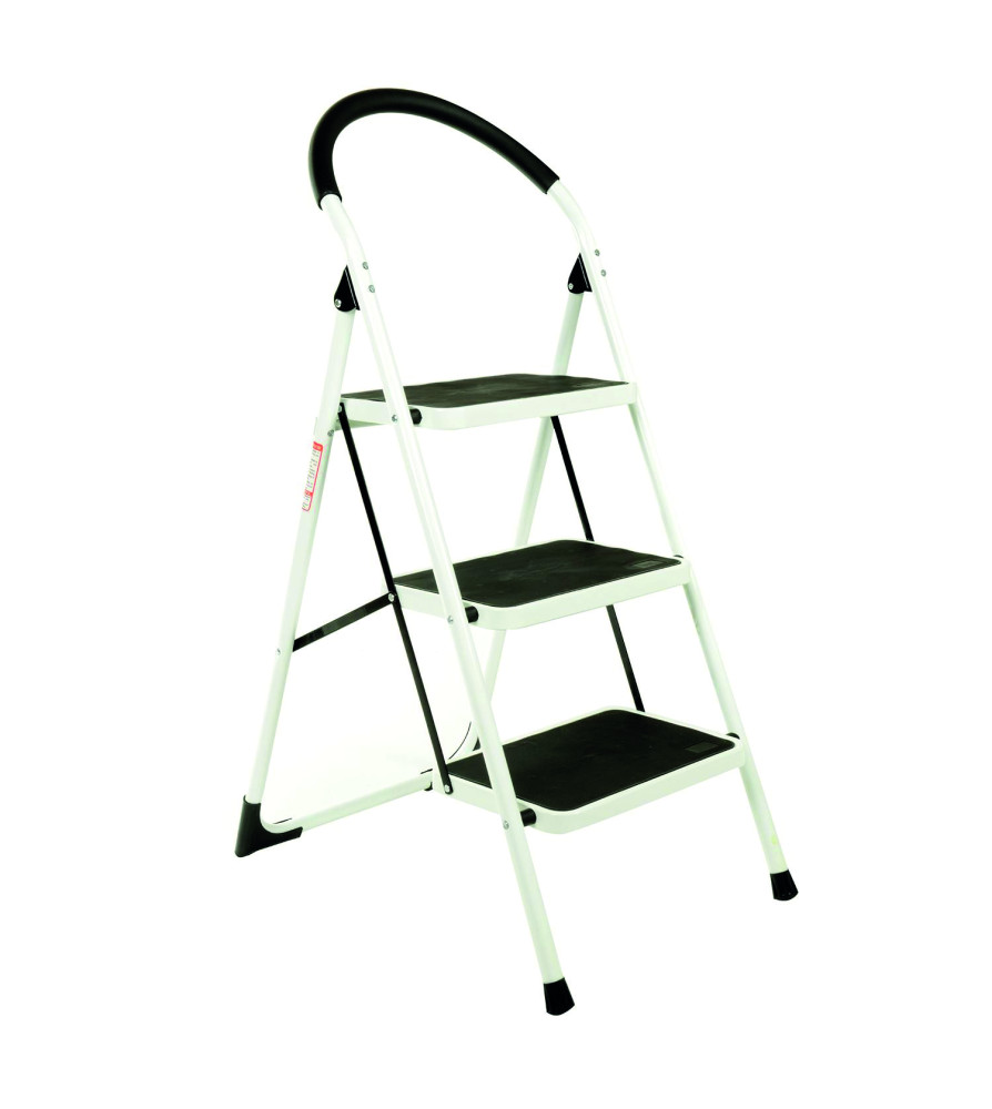 Escalera Plegable 3 Peldanos Fierro Blanco 125x6x4