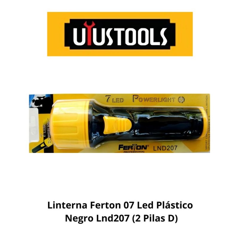 LINTERNA FERTON 07 LED PLASTICO NEGRO LND207 (2 PI