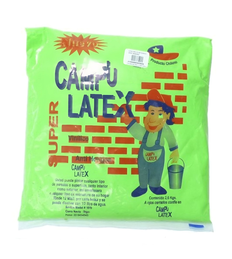 Latex En Bolsa 2,6-2,8 Kg Rinde 15 Mt/2 Verde Manz