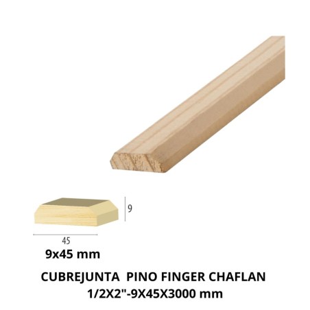 CUBREJUNTA PINO FINGER CHAFLAN 1/2X2" 3,0 MTS