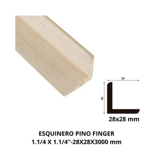 ESQUINERO PINO FINGER (28X28X3)11/4 X 11/4" 3 MTS