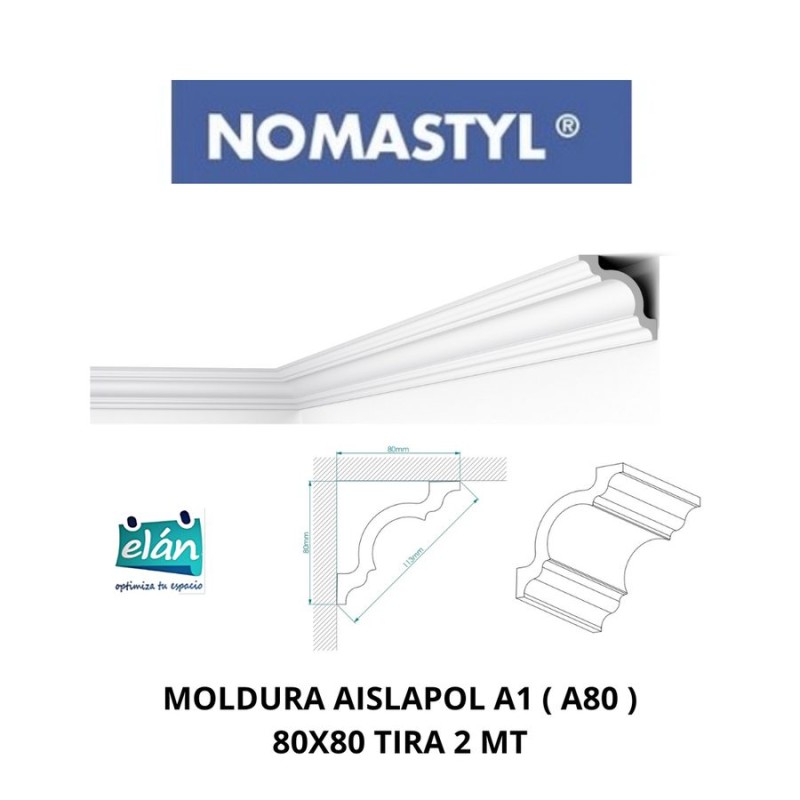 MOLDURA AISLAPOL A1 ( A80 ) 80X80 TIRA 2 MT GENERI