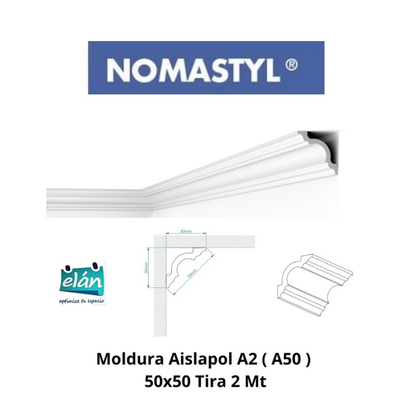MOLDURA AISLAPOL A2 ( A50 ) 50X50 TIRA 2 MT GENERI