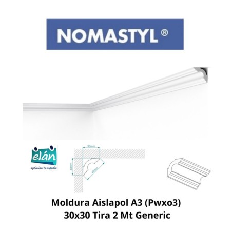 MOLDURA AISLAPOL A3 (PWXO3) 30X30 TIRA 2 MT GENERI