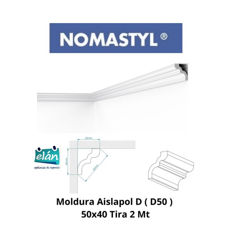 MOLDURA AISLAPOL D ( D50 ) 50X40 TIRA 2 MT GENERIC