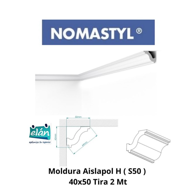 MOLDURA AISLAPOL H ( S50 ) 40X50 TIRA 2 MT GENERIC