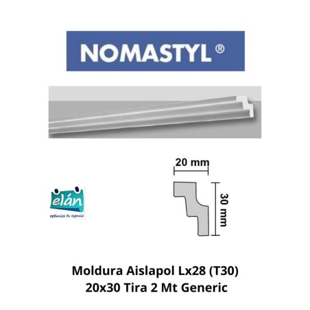 MOLDURA AISLAPOL LX28 (T30) 20X30 TIRA 2 MT GENERI