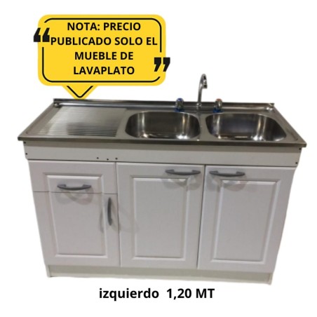 MUEBLE LAVAPLATO PUERTA BLCA RELIEVE C/IZQ 1,20 MT