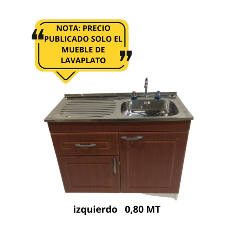 MUEBLE LAVAPLATO PUERTA CHERRY RELIEVE C/IZQ 0,80
