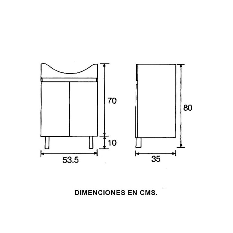 MUEBLE PARMA C/LAVAMANO HUMO DESAGUE + SIFON + MON