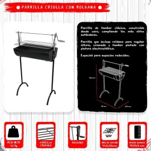 PARRILLA LIOI GRILLTECH CRIOLLA CON ROLDANA 50X30