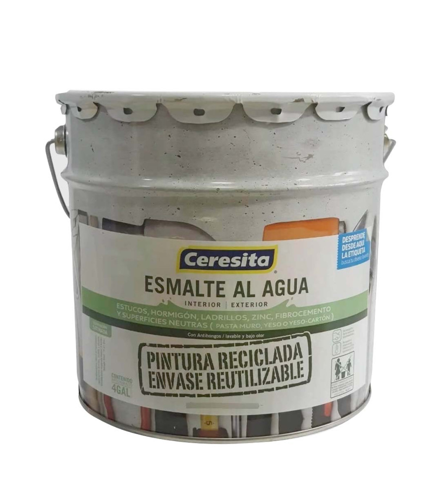 Esmalte Al Agua Ceresita Re 1 Balde 4 Gl Blanco In