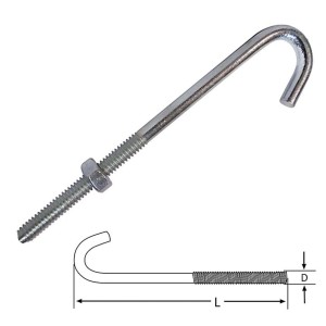GANCHO J ZINCADO 1/4 X 4"