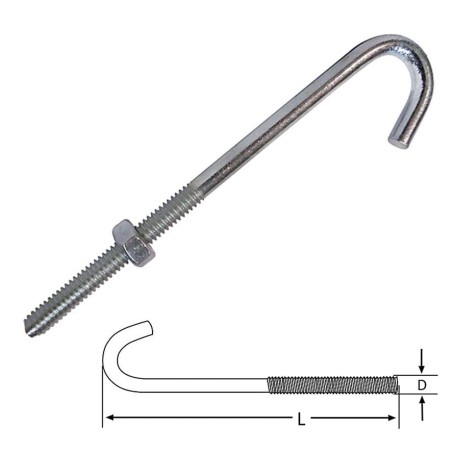 GANCHO J ZINCADO 1/4 X 41/2"