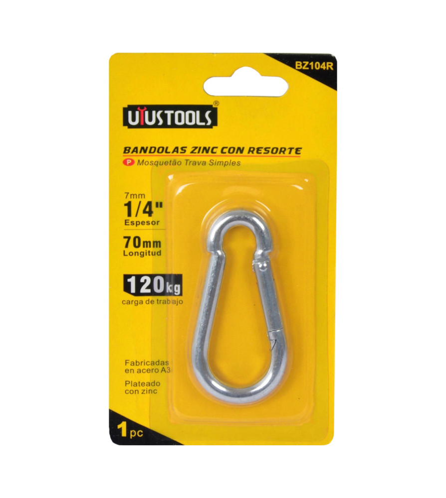 Mosqueton 70 Mm 7 Mm 1/4" 70 Mm 120 Kg Bz104r