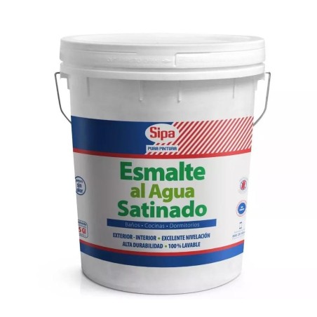 ESMALTE AL AGUA SIPA SATINADO BD 4 GL BLANCO