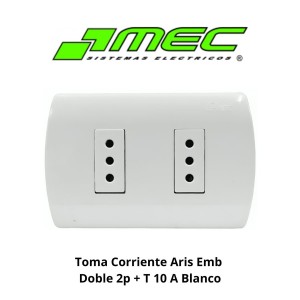 TOMA CORRIENTE ARIS EMB DOBLE 2P + T 10 A BLANCO