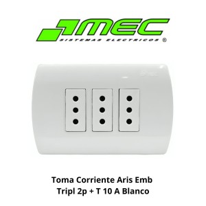 TOMA CORRIENTE ARIS EMB TRIPL 2P + T 10 A BLANCO