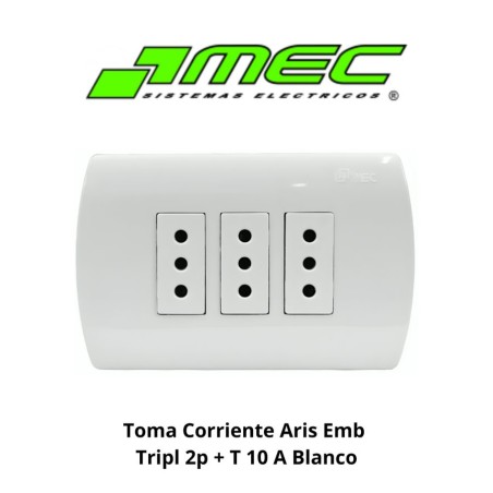TOMA CORRIENTE ARIS EMB TRIPL 2P + T 10 A BLANCO