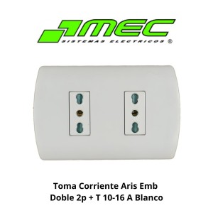 TOMA CORRIENTE ARIS EMB DOBLE 2P + T 10-16 A BLANC