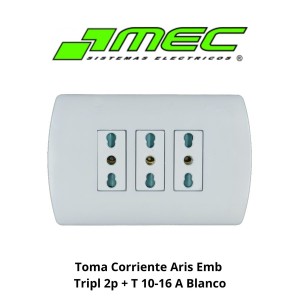 TOMA CORRIENTE ARIS EMB TRIPL 2P + T 10-16 A BLANC