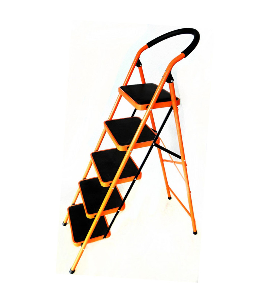 Escalera Plegable 5 Peldanos Fierro Amarillo Naran