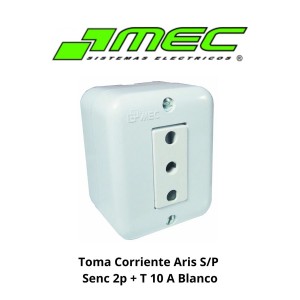 TOMA CORRIENTE ARIS S/P SENC 2P + T 10 A BLANCO