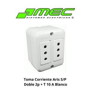 TOMA CORRIENTE ARIS S/P DOBLE 2P + T 10 A BLANCO
