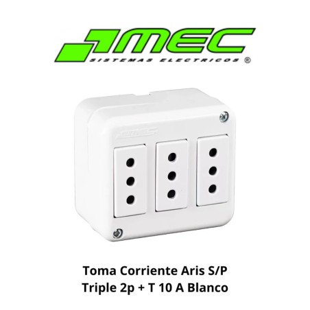 TOMA CORRIENTE ARIS S/P TRIPLE 2P + T 10 A BLANCO