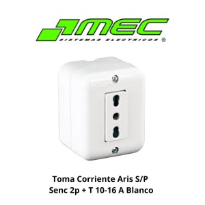 TOMA CORRIENTE ARIS S/P SENC 2P + T 10-16 A BLANCO