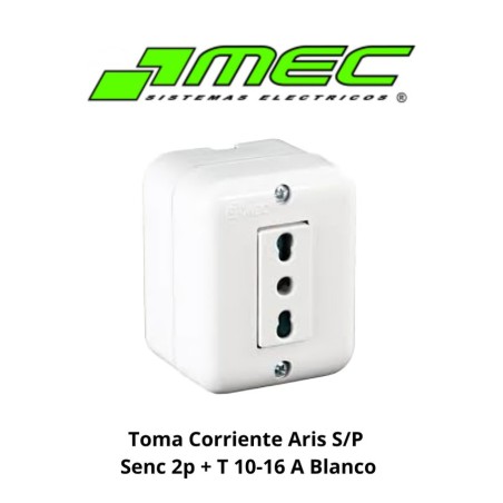 TOMA CORRIENTE ARIS S/P SENC 2P + T 10-16 A BLANCO