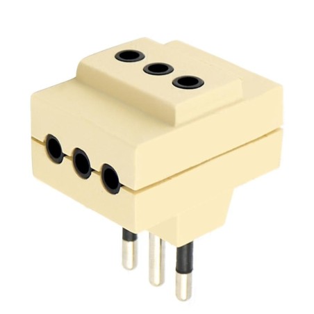 ENCHUFE MACHO TRIPLE ADAPT/2P+T 10 AMP BLANCO