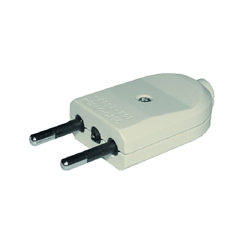 ENCHUFE MACHO CORRIENTE RECTO 2 PATAS BLANCO