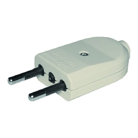 ENCHUFE MACHO CORRIENTE RECTO 2 PATAS BLANCO