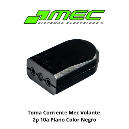 TOMA CORRIENTE MEC VOLANTE 2P 10A PLANO COLOR NEGR