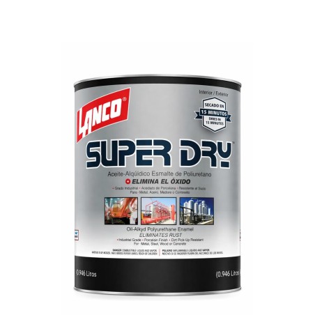 ESMALTE LANCO POLUIRETANO SUPER DRY 1/4 GL NEGRO